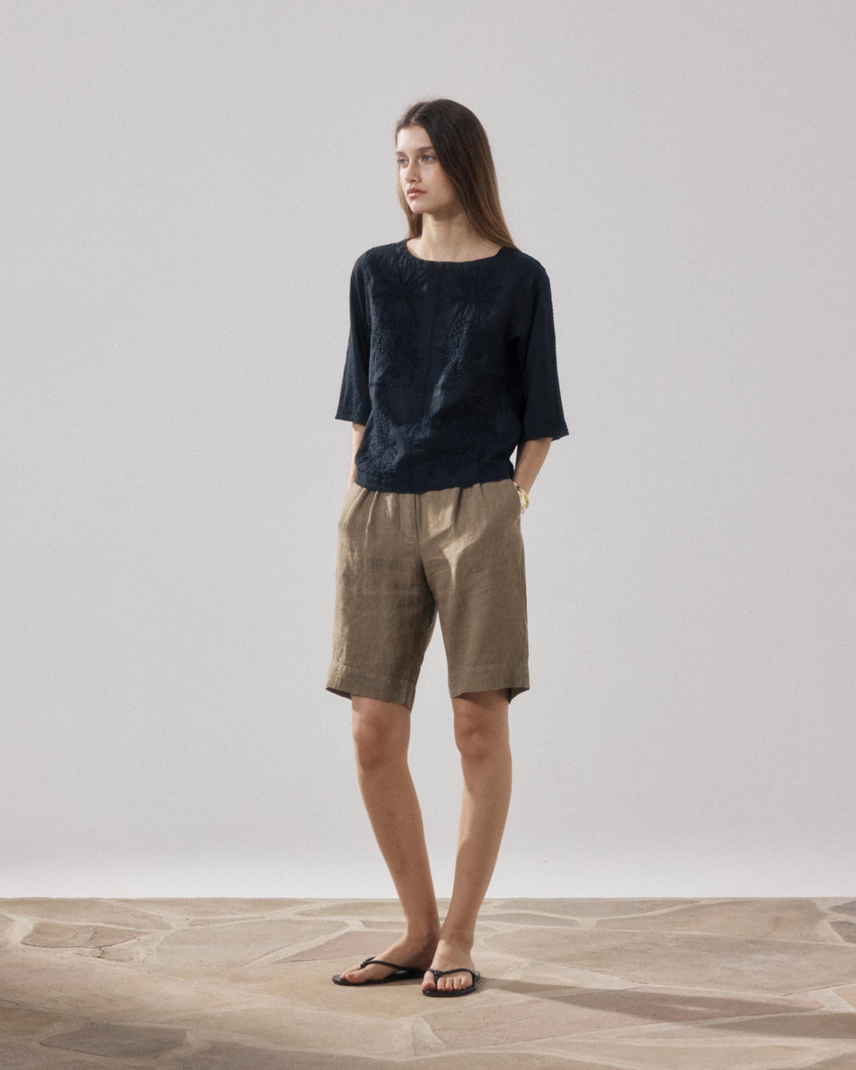 Helmer Zwarte Katoenvoile Damestop - Image alternative