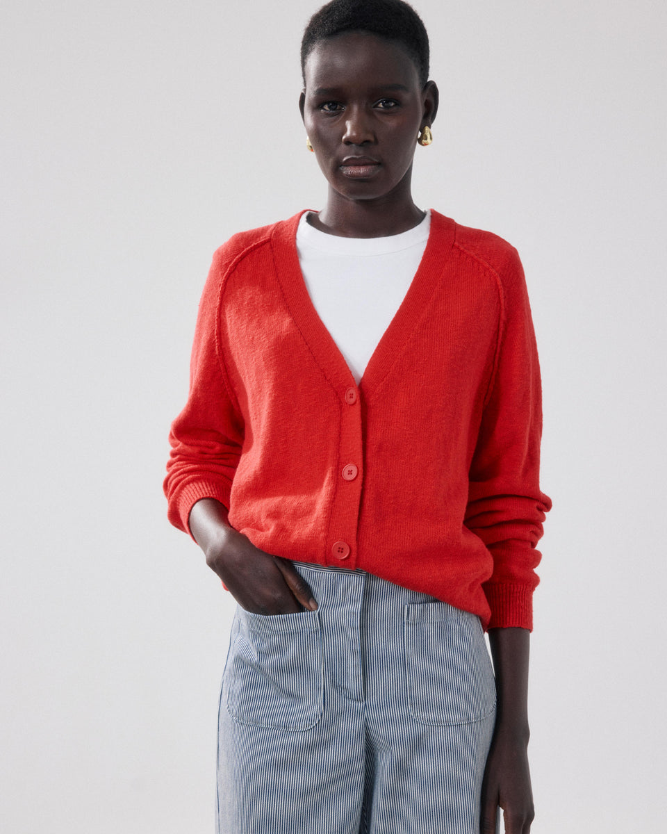 Cardigan Femme en Coton Flammé Rouge Montana - Image principale