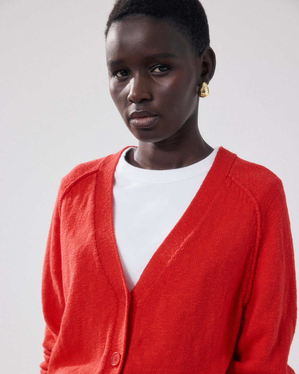 Cardigan Femme en Coton Flammé Rouge Montana - Image alternative