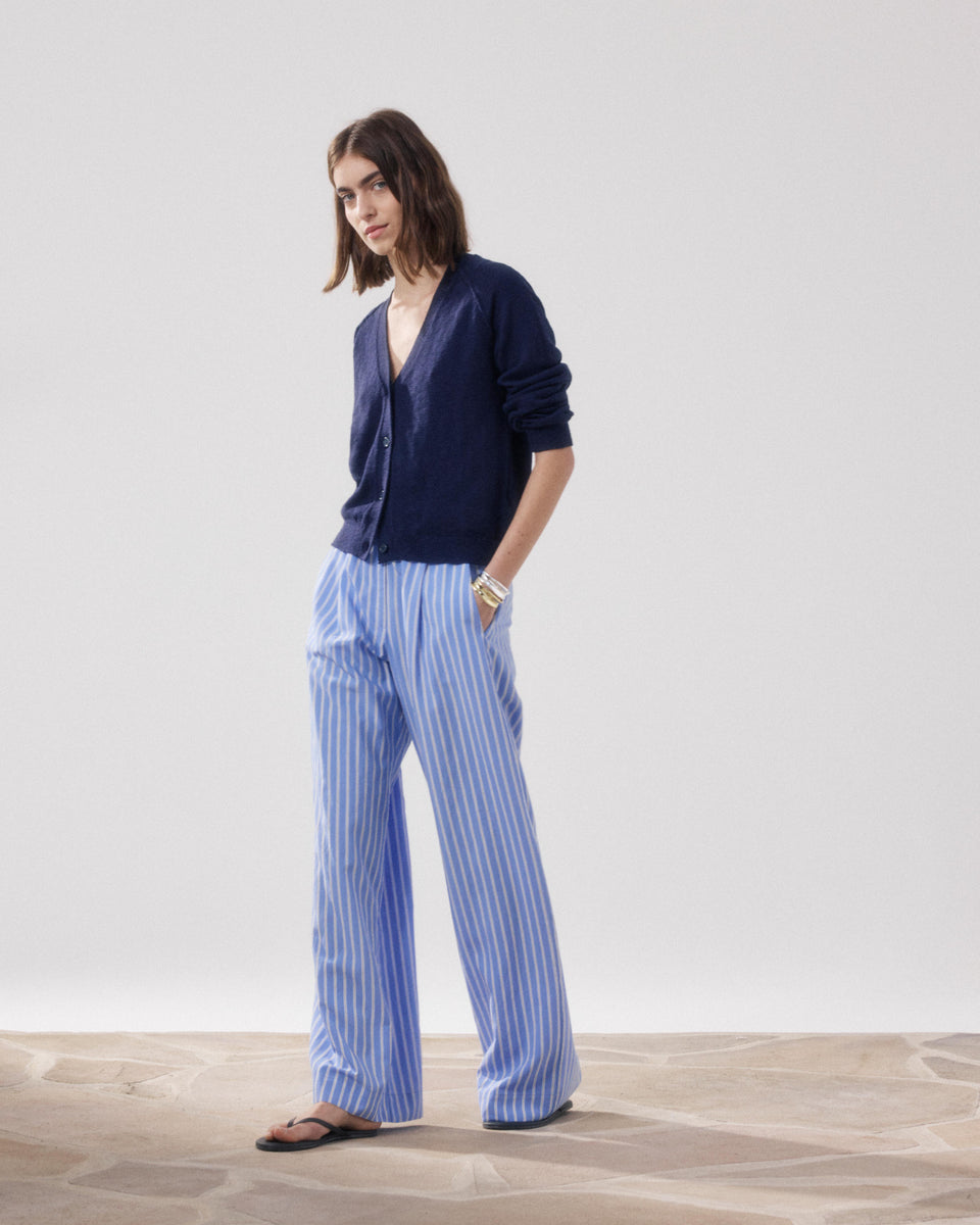 Montana Women's Navy Blue Flamed Cotton Cardigan - Image alternative