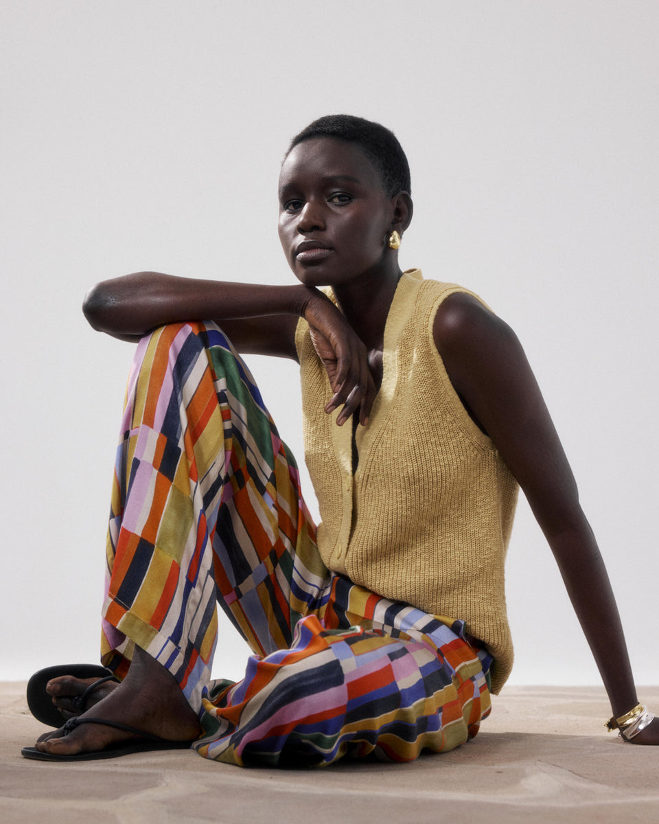 Molka Women's Mustard Flamed Cotton Sweater - Image alternative