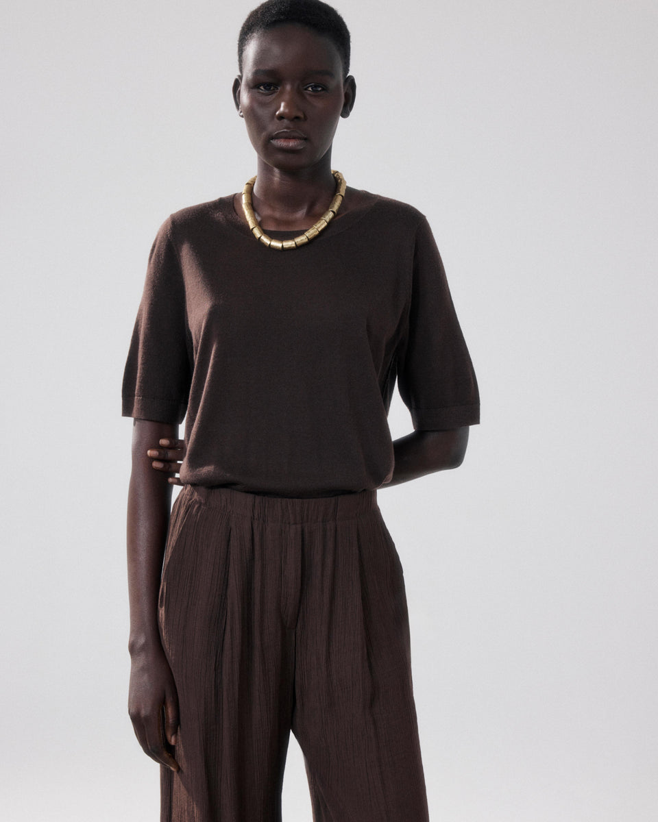 Pull Femme en Laine Mérinos Marron Matija - Image alternative