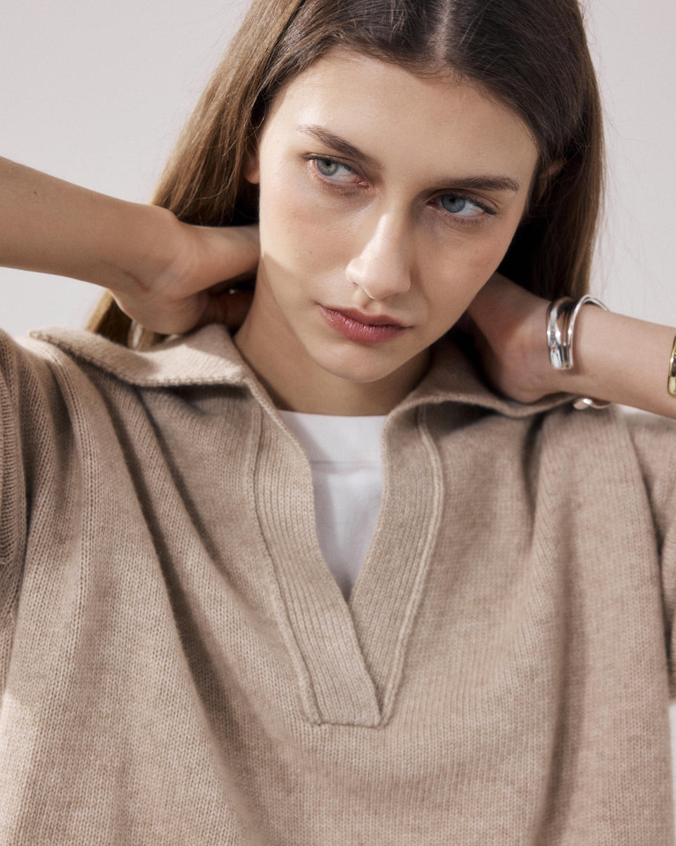 Pull Femme en Laine & Cachemire Ecru Mungo - Image alternative