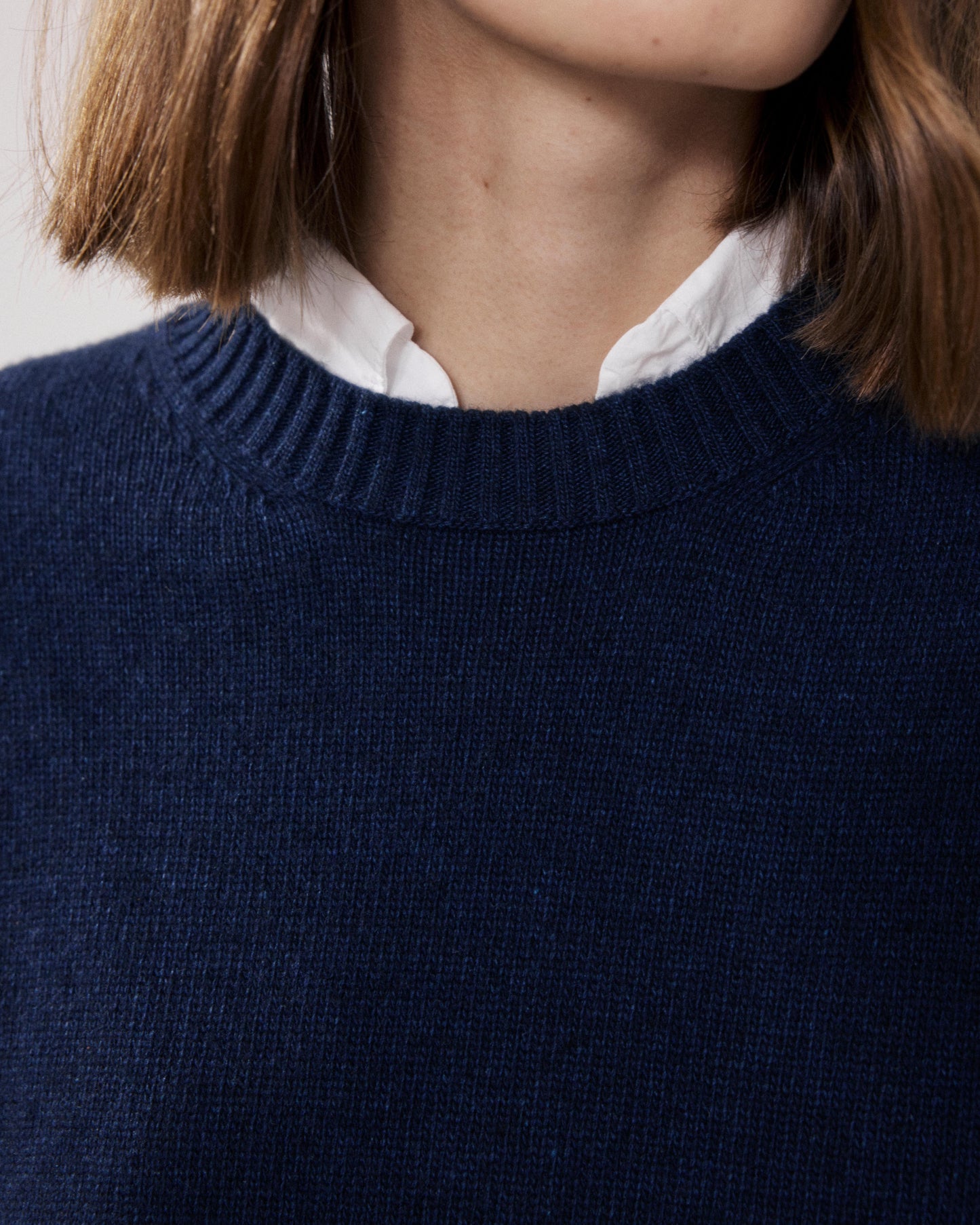 Women's Navy Blue Wool & Cashmere Sweater Mayra BFNA519-03