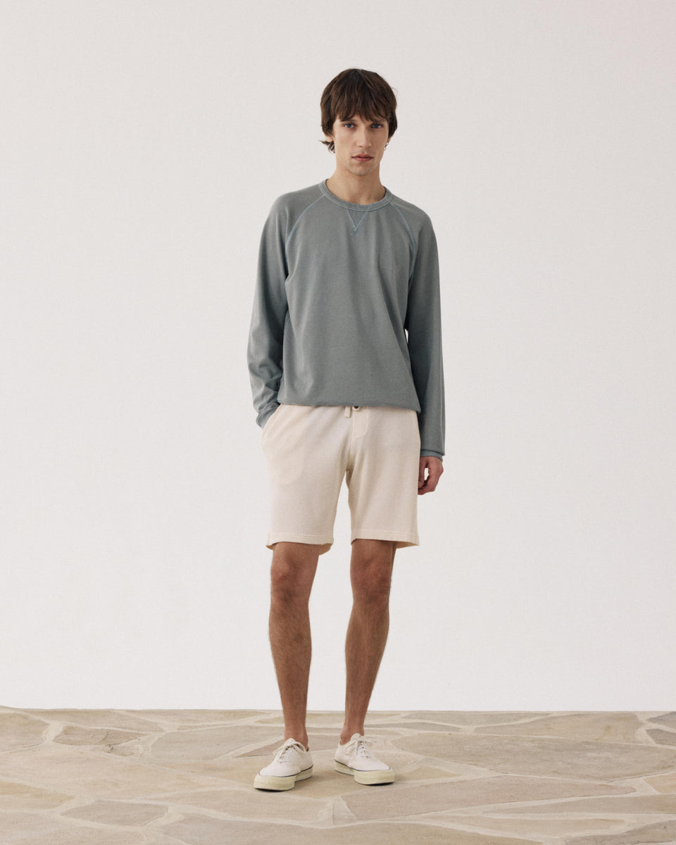 Sweatshirt Hombre en Algodón Flameado Verde militar - Image alternative