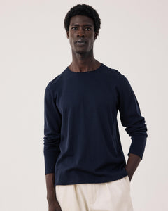 Jersey de hombre de algodón Supima & Cachemira azul marino Crew BFP8314-01