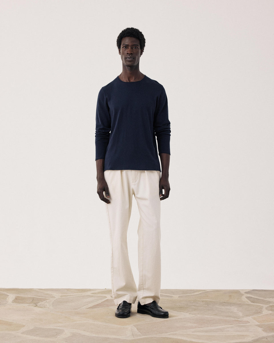 Crew Men's Navy Blue Supima Cotton & Cashmere Sweater - Image alternative