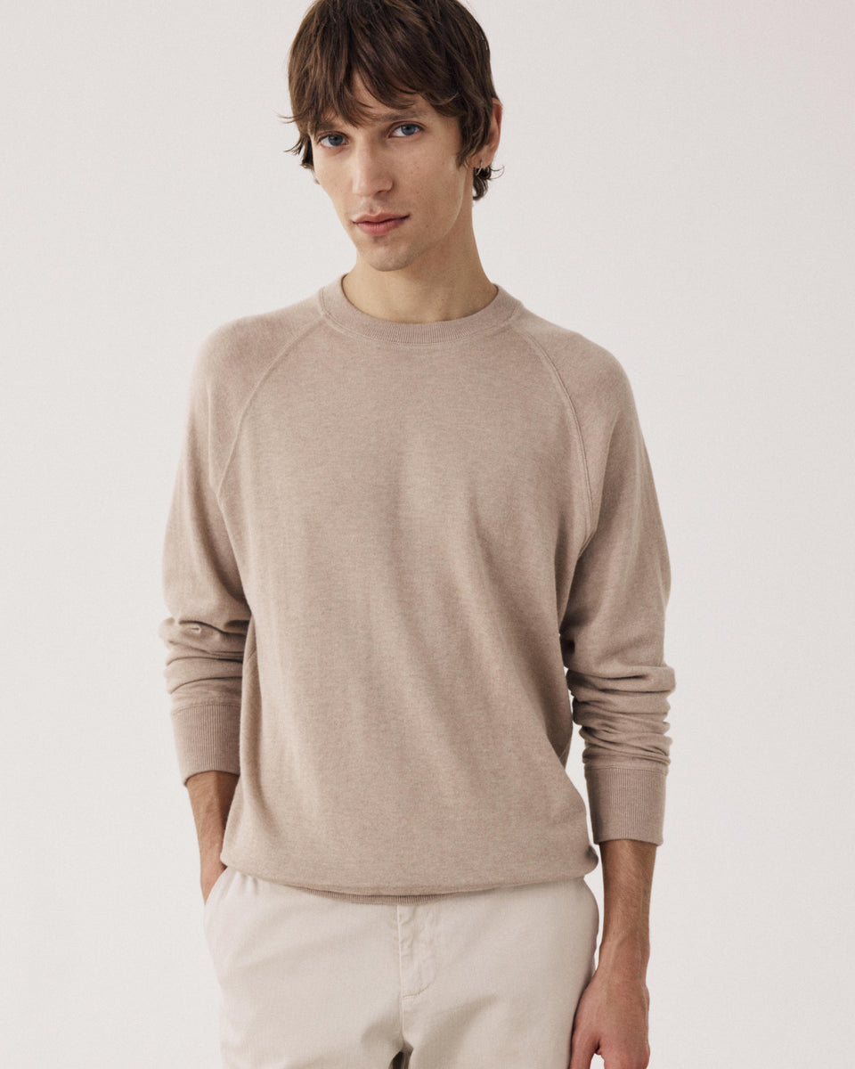 Pull Homme en coton Supima & Cachemire Beige Sweat - Image principale