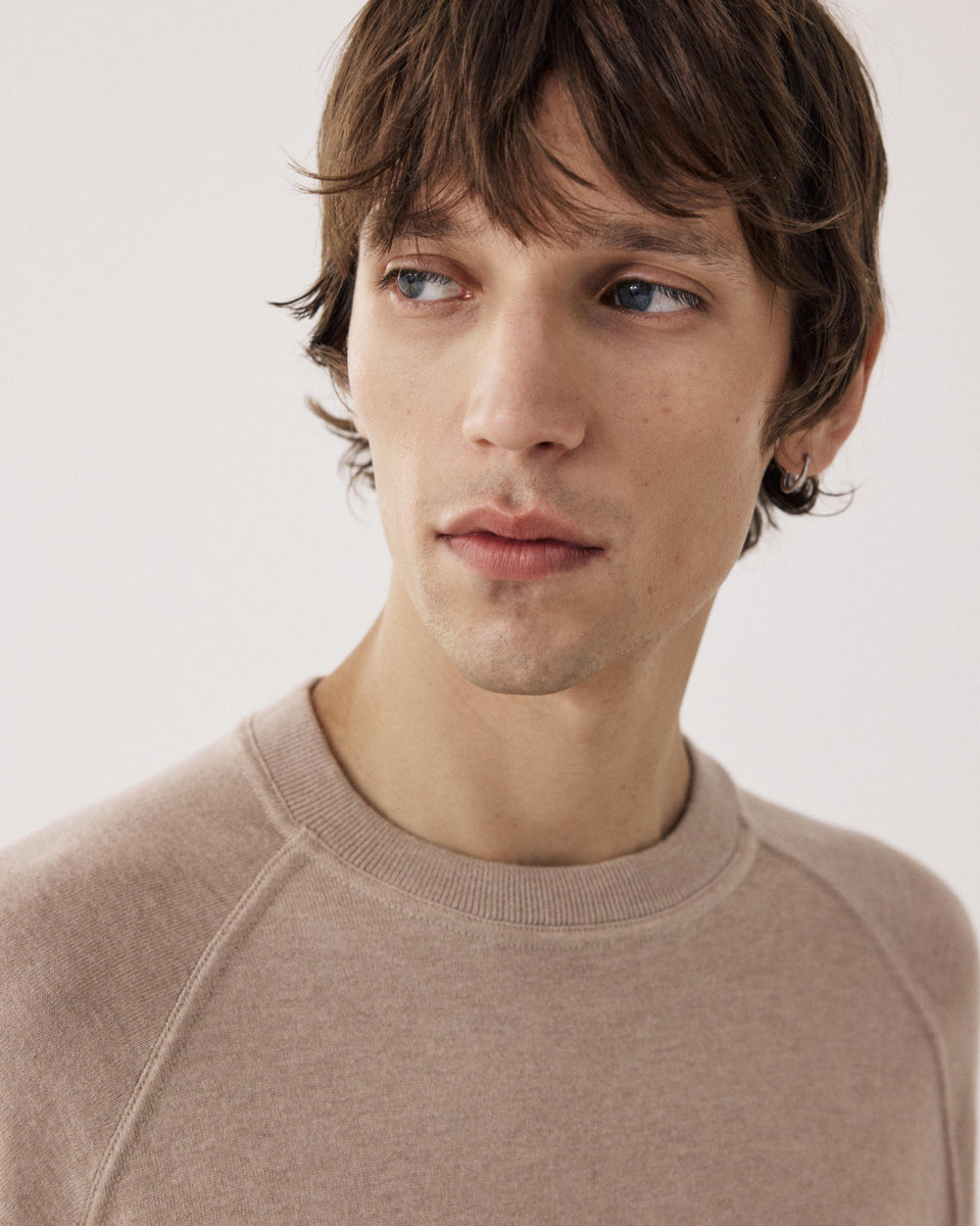 Pull Homme en coton Supima & Cachemire Beige Sweat - Image 3