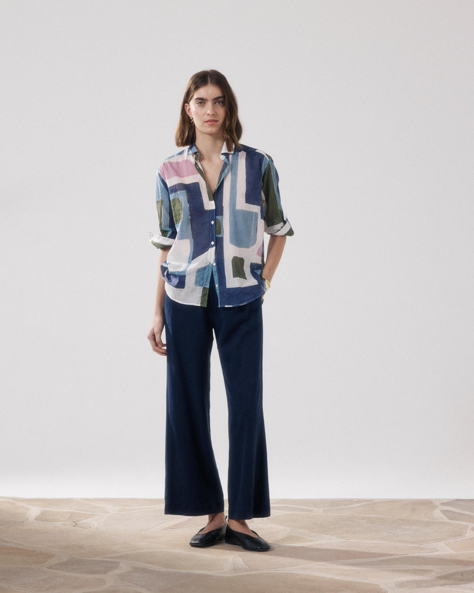 Palerme Women's Bleu Nuit Lyocell & Cotton Pants - Image principale