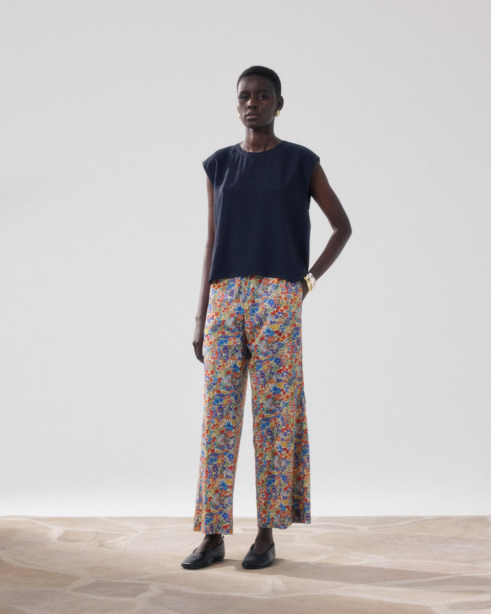 Pantalones Mujer En Algodón con Estampado Liberty Multicolor Palerme - Image alternative