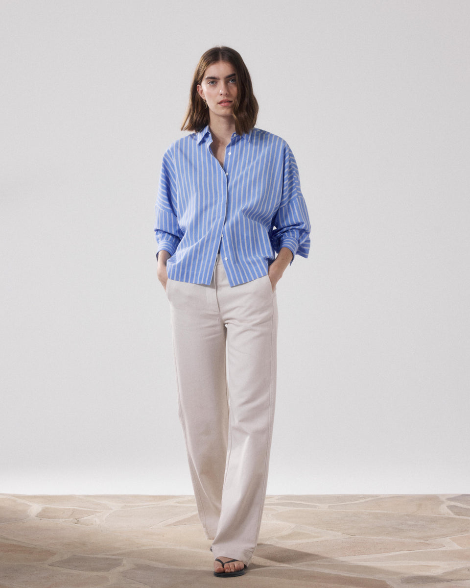 Pandore Women's Beige Lyocell & Cotton Pants - Image alternative