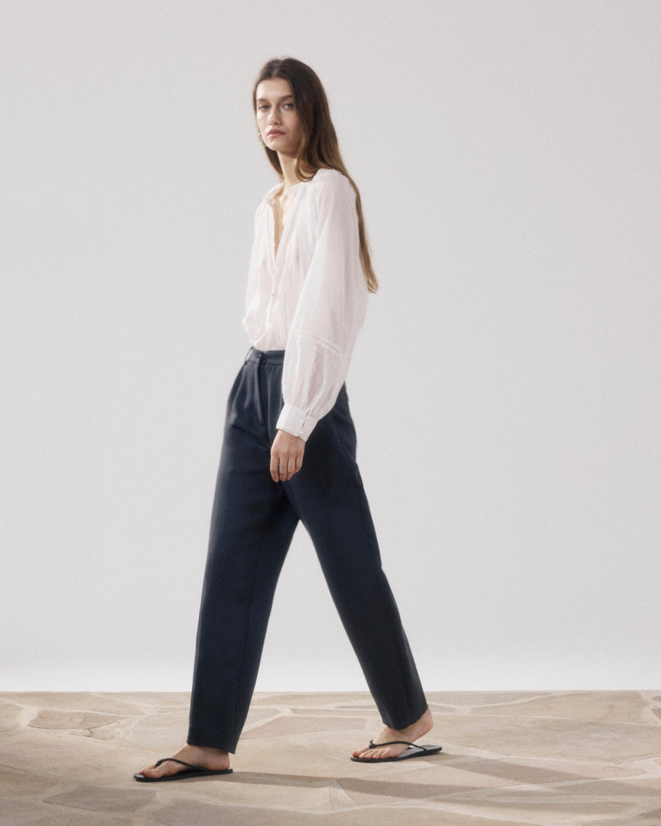 Pantalon Femme en Lyocell Bleu Marine Paula - Image alternative