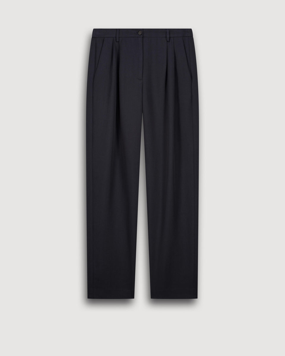 Pantalon Femme en Lyocell Bleu Marine Paula - Image 3