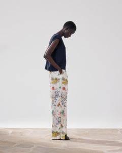 Women's Off-white & Multicolor Landscape Viscose Pants BFPH621-01