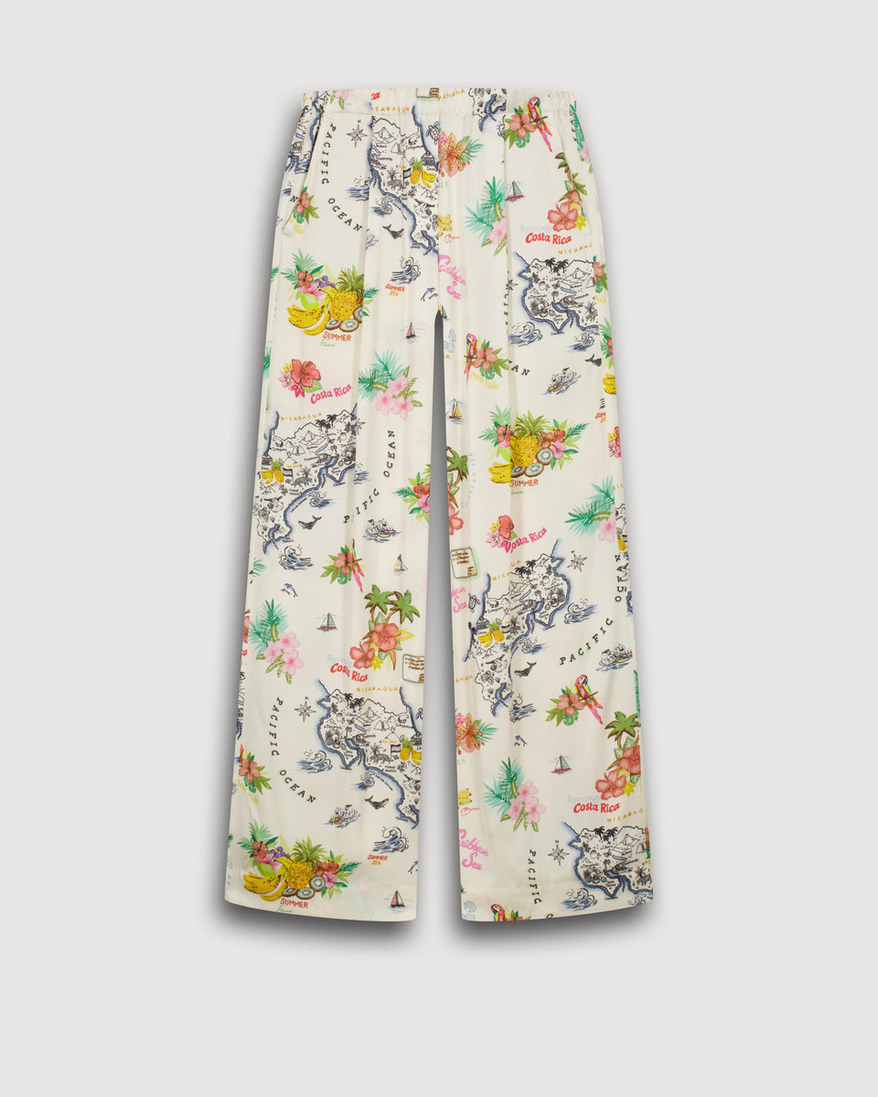 Pantalon Femme en Viscose Ecru & Multicouleur Paysage - Image 3