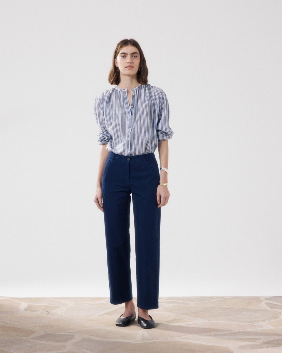 Pantaloni Donne Popeline Bleu Nuit Perf - Image alternative