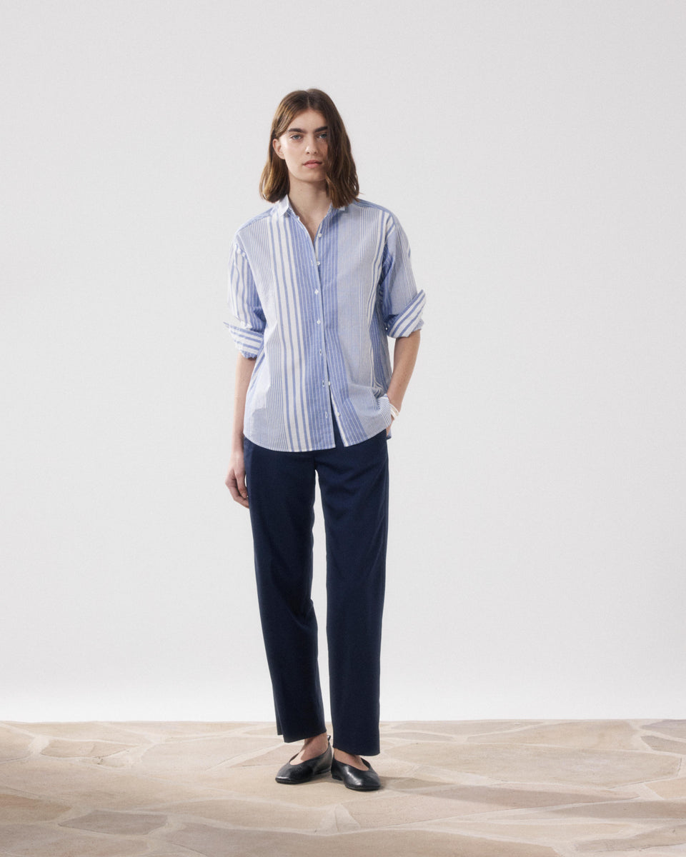 Pantalones Mujer en De Lana Azul marino Perf - Image principale