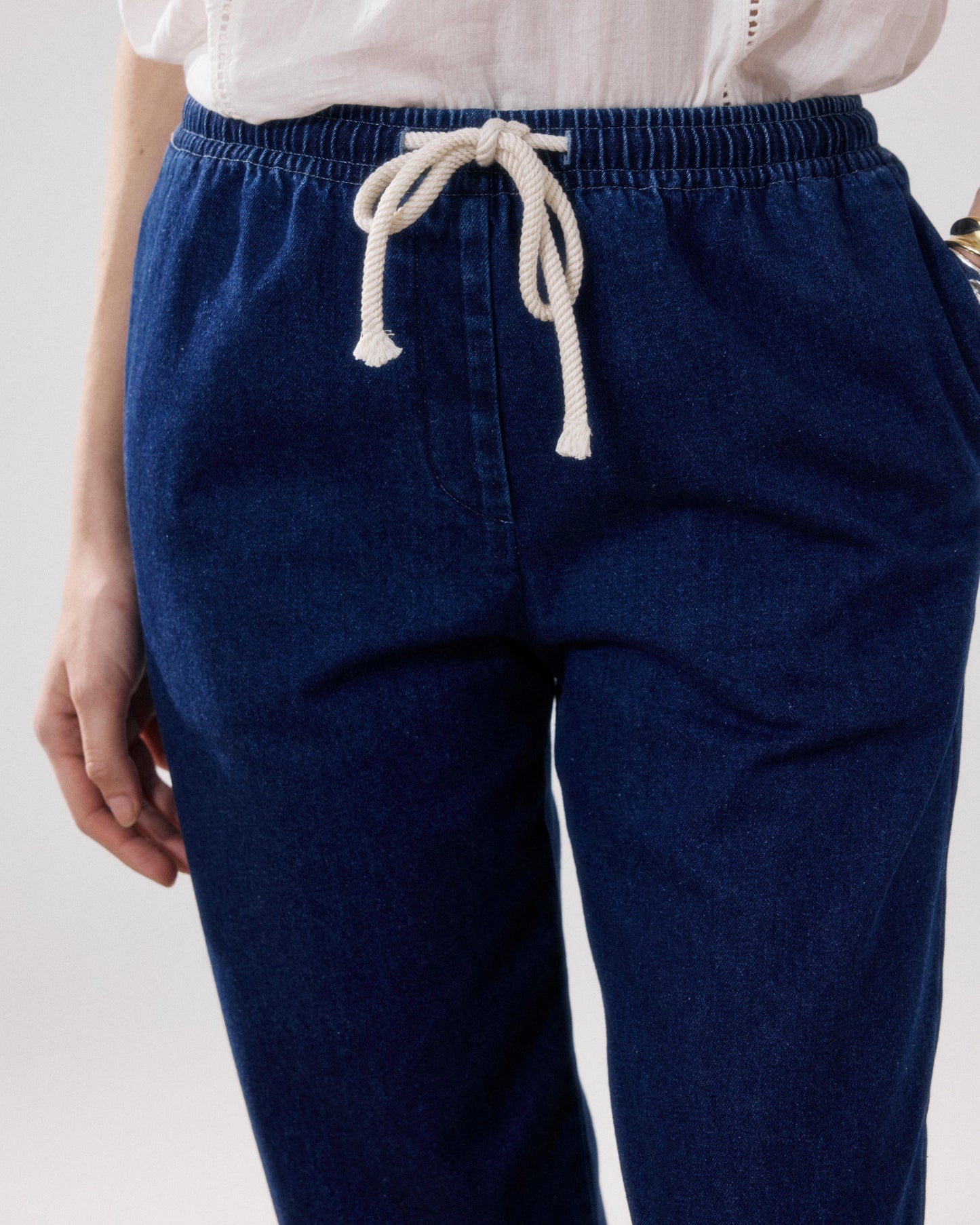 Pantalon Femme en Coton Bleu Peyo