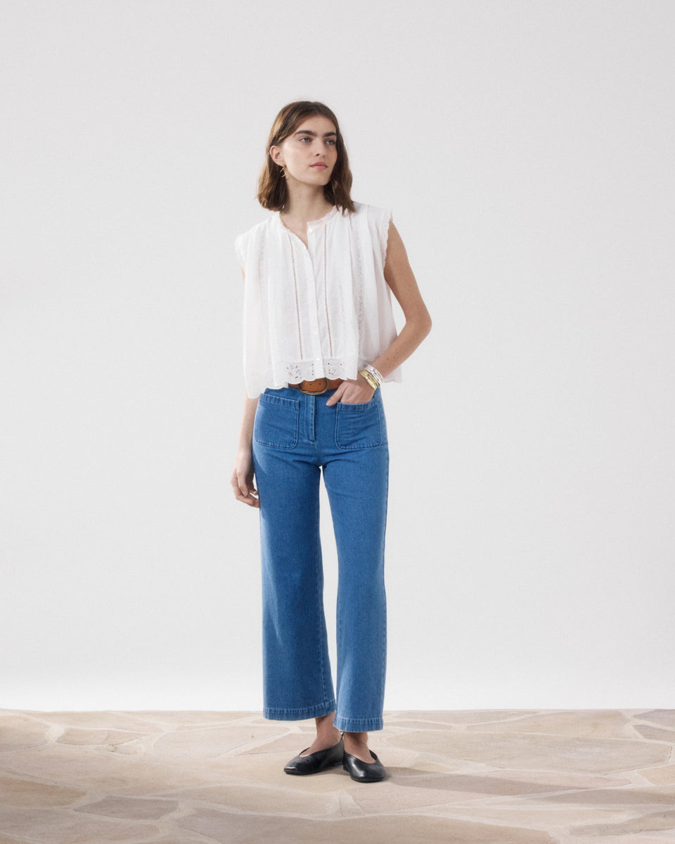 Pantaloni Donne Cotone Azzurro Poli - Image principale