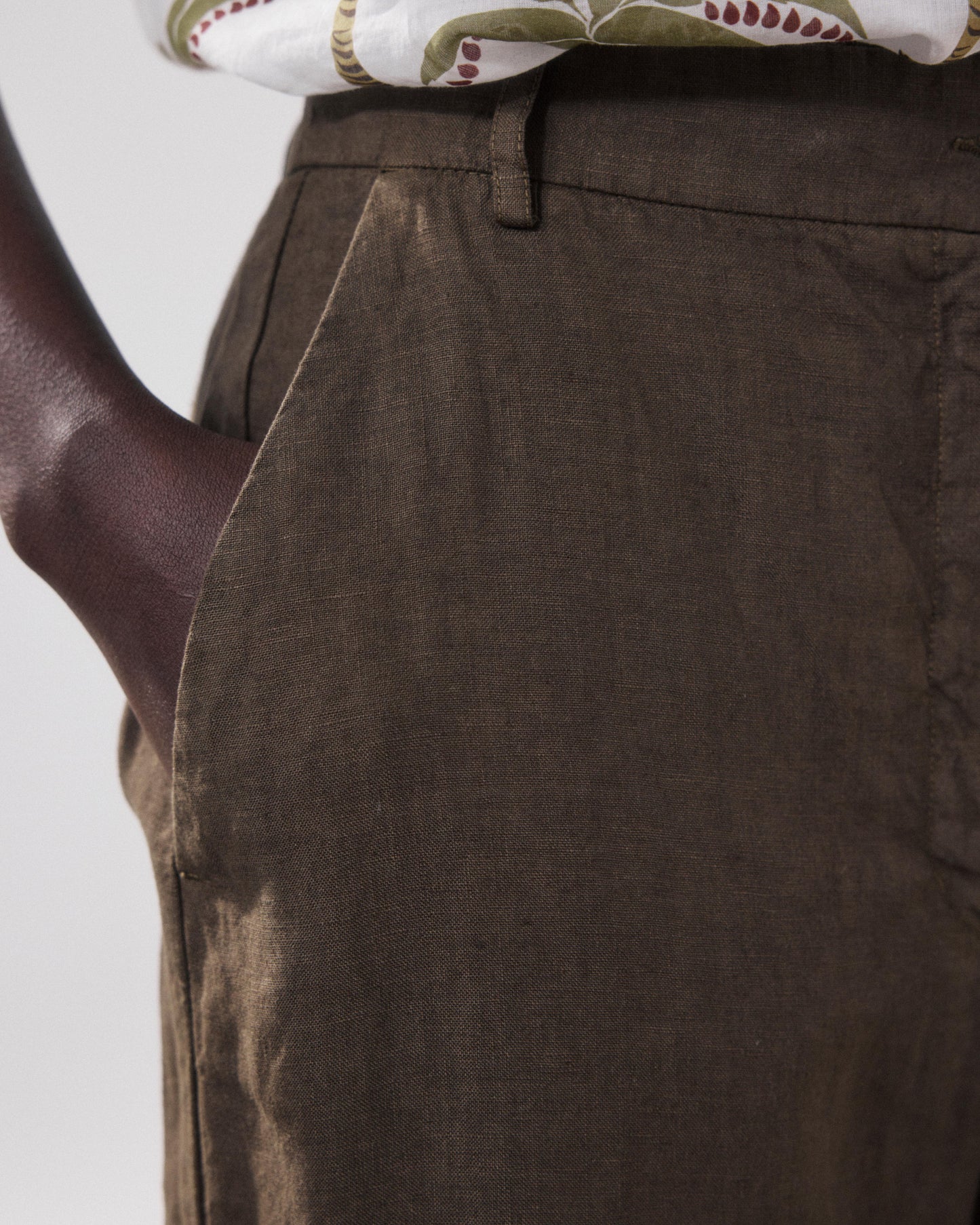 Women's Green Camo Linen Pants Positanon BFPS606-36