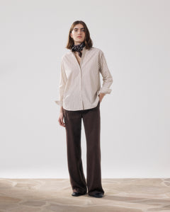 Damesbroek van Lyocell en linnen, bruin Positanon