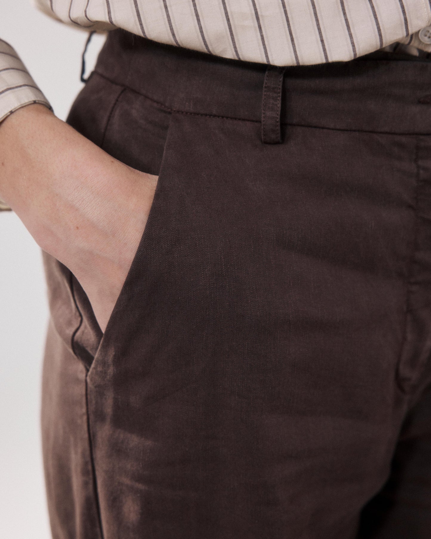 Pantalon Femme en Lyocell & Lin Marron Positanon