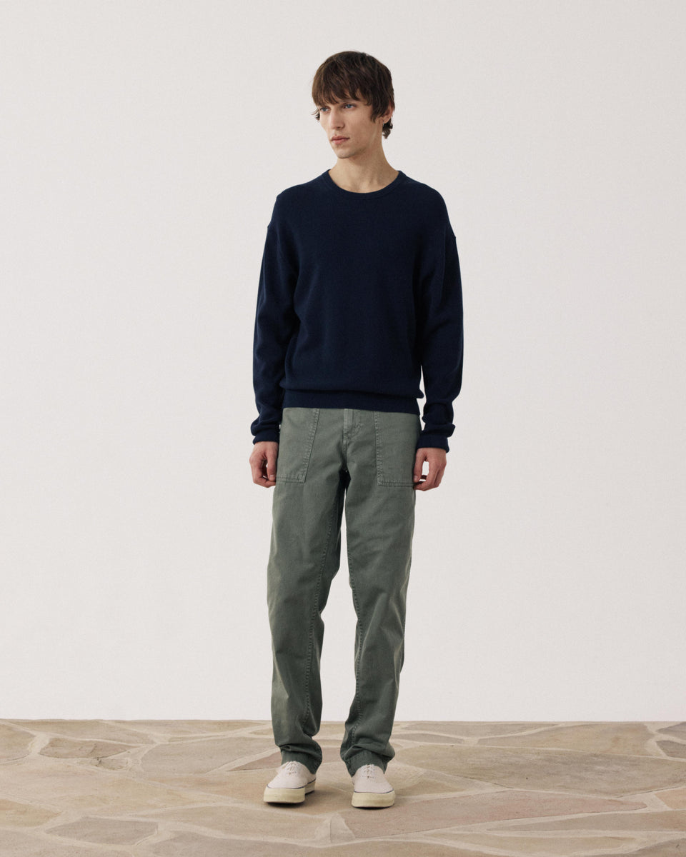 Men's Midnight Blue Piqué Cotton Sweater - Image alternative