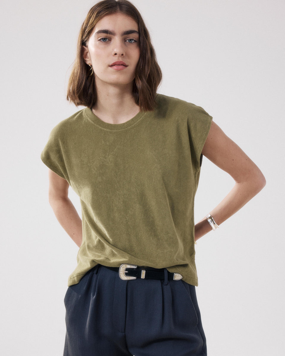 Camiseta Mujer en De Toalla Verde Tebrody - Image principale