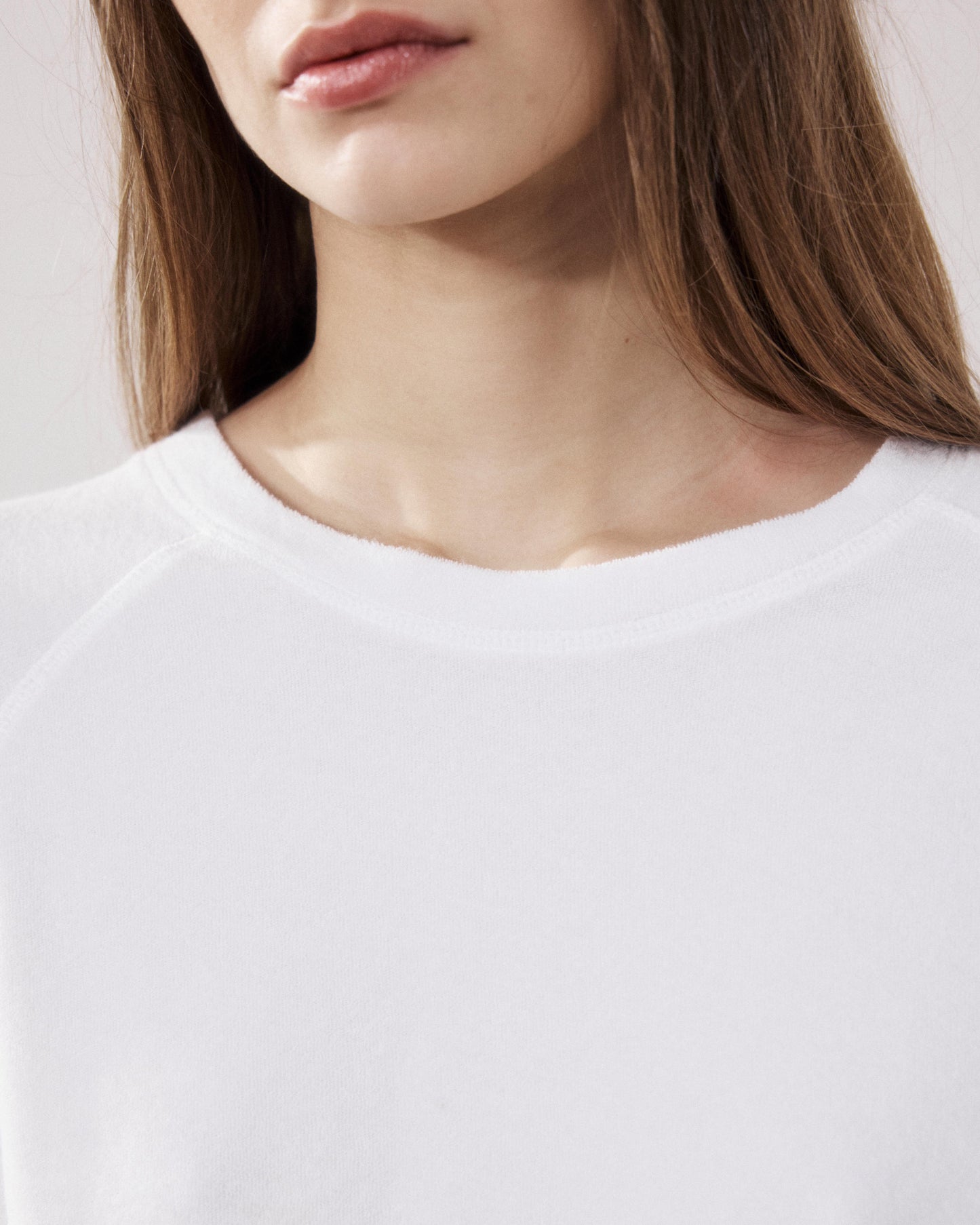 Women's White Terry Cloth Sweatshirt Tahiry BFQQ510-01