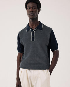 Polo Homme en maille Jacquard Bleu Nuit BFR3317-03