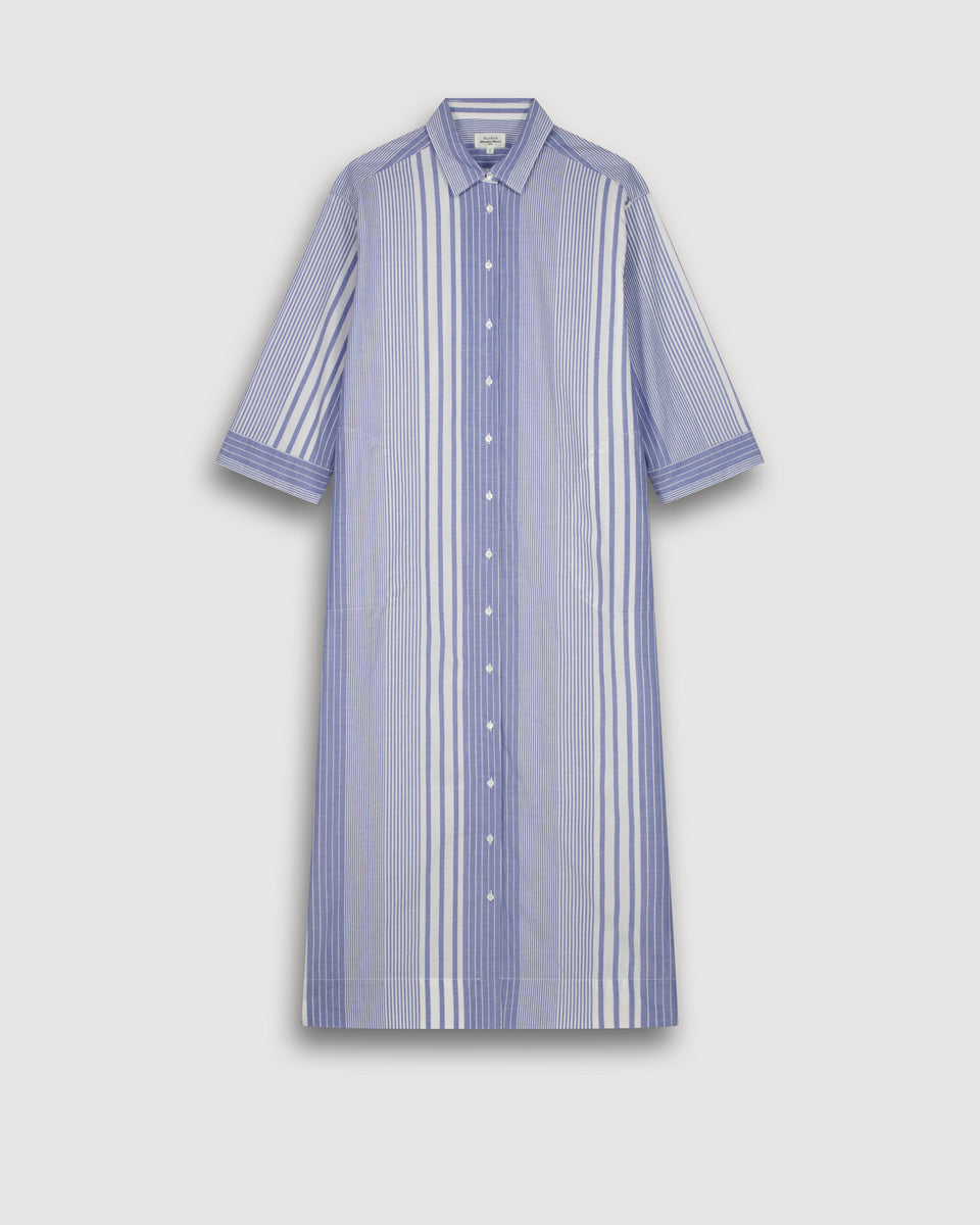 Robe Femme en Coton Blanc & Bleu Reflexion - Image 3