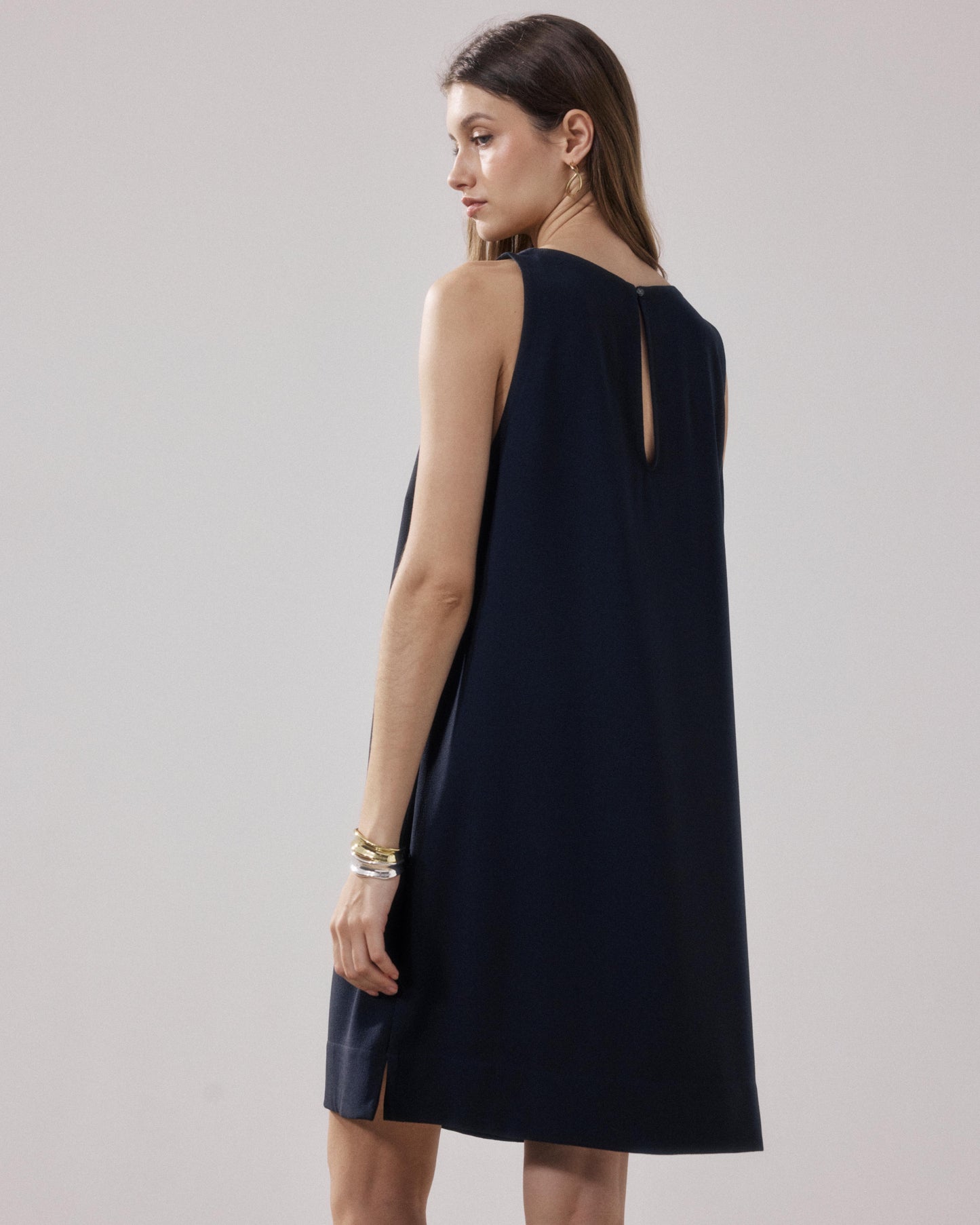 Women's Midnight Blue Crepe Dress Ruelle BFRM613-02