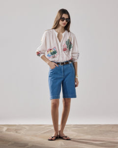 Women's Light Blue Cotton Short Sacha BFSA617-01