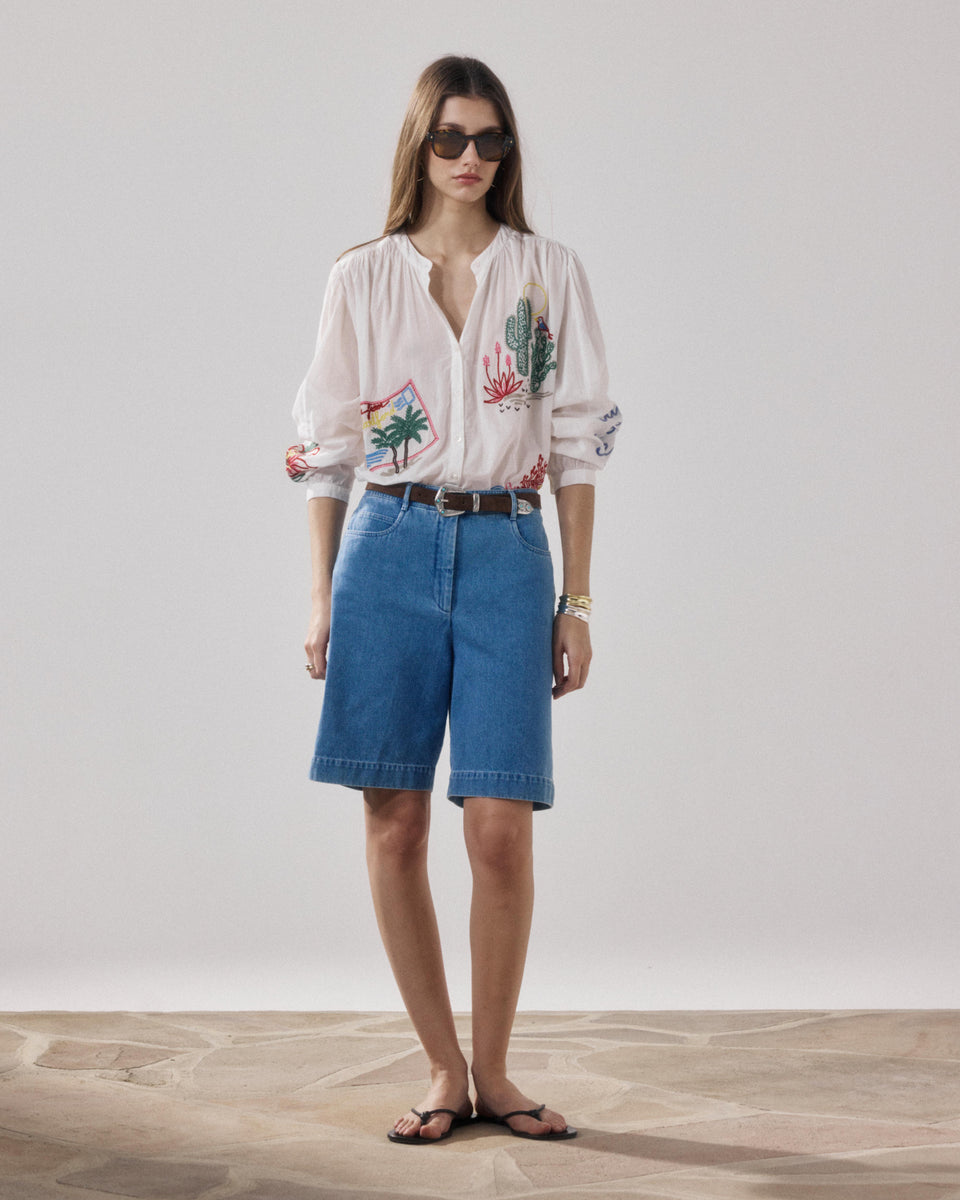 Sacha Lichtblauwe Katoenen Damesshort - Image alternative