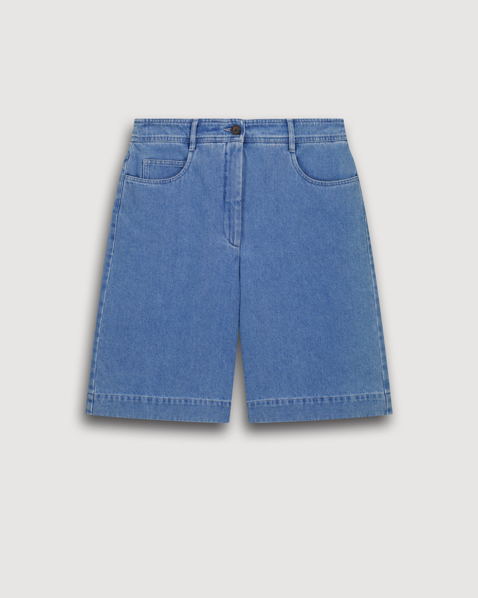 Short Femme en Coton Bleu Clair Sacha - Image 3