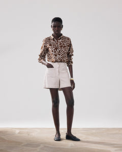 Women's Beige Lyocell & Cotton Shorts Solene BFSB601-21