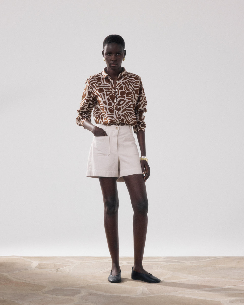 Solene Women's Beige Lyocell & Cotton Short - Image principale