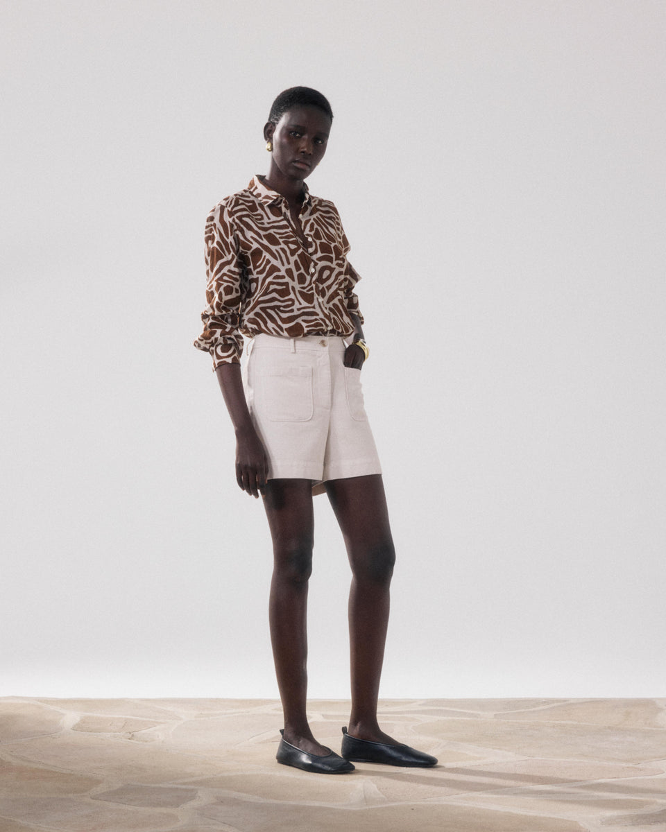 Solene Women's Beige Lyocell & Cotton Short - Image alternative