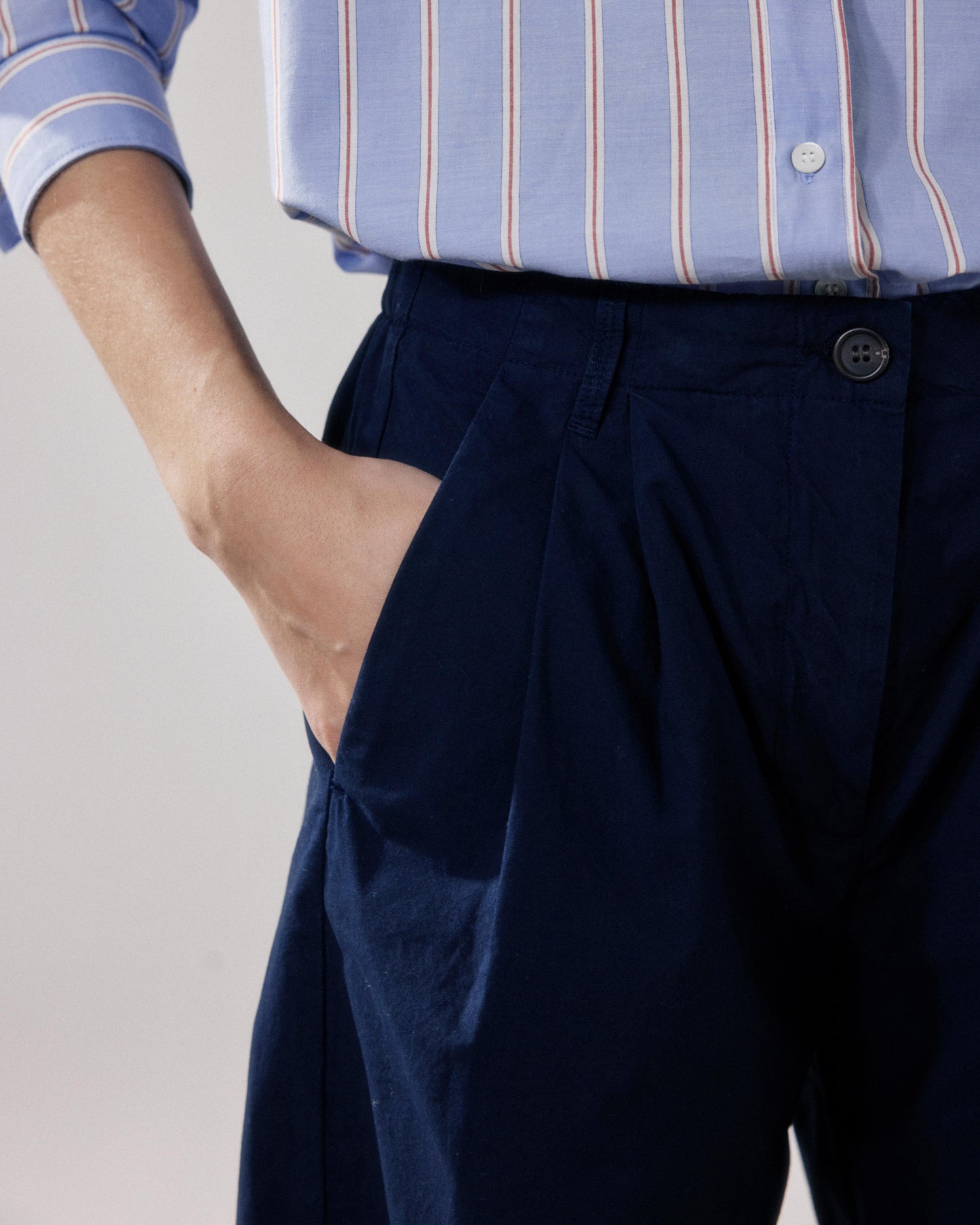 Women's Sterling Midnight Blue Striped Poplin Shorts BFSE605-43