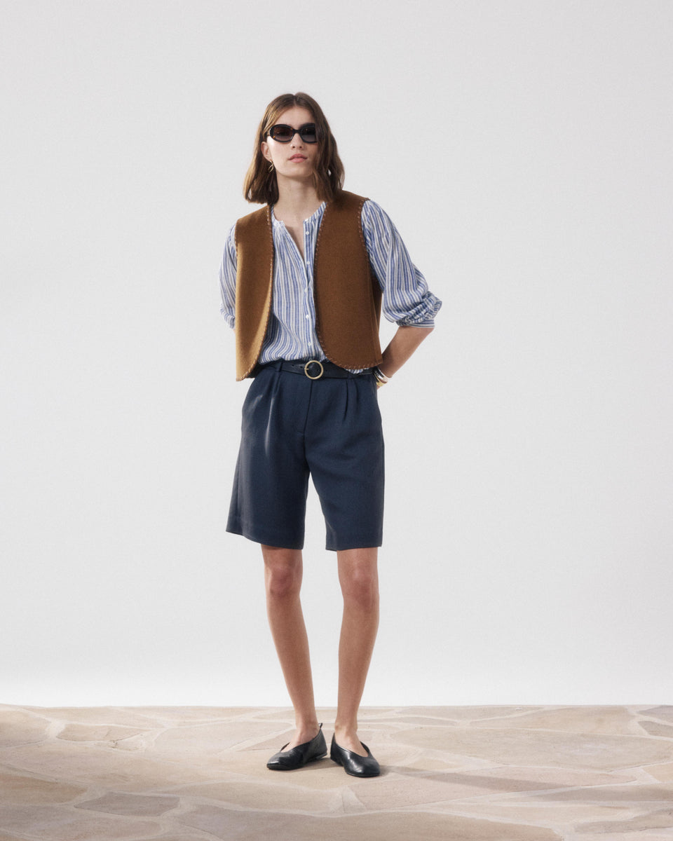 Short Mujer en Lyocell Azul marino Sterling - Image principale