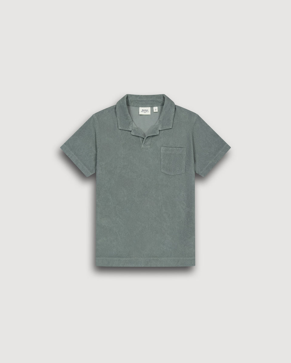 Polo Garçon en Eponge Vert Militaire Bouclette - Image principale