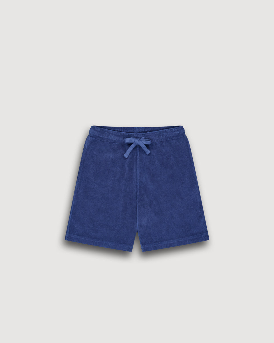 Short Garçon en Eponge Bleu Denim Bouclette - Image principale