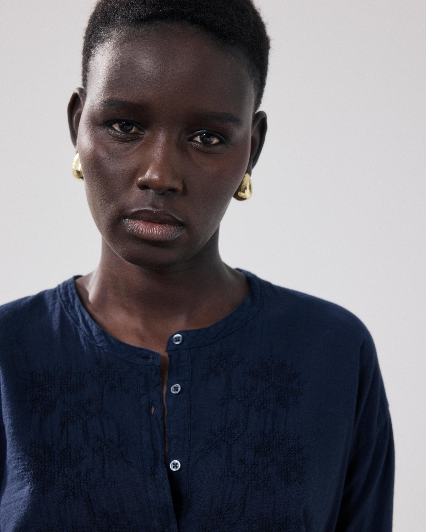 Camiseta de mujer de Algodón Bimaterial azul noche Tuanne BFTE500-11