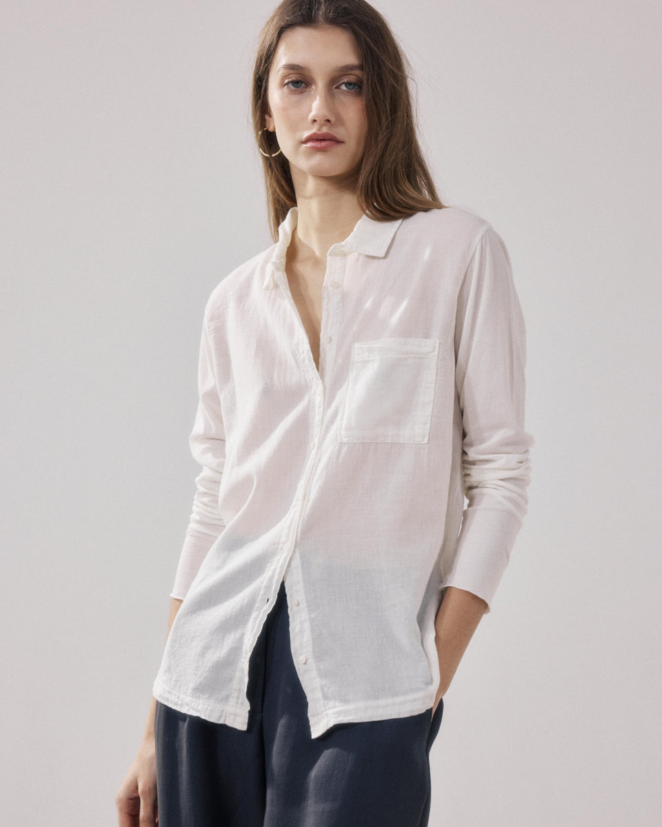 Chemise Femme en Coton Bi-Matière Ecru Tamy - Image alternative