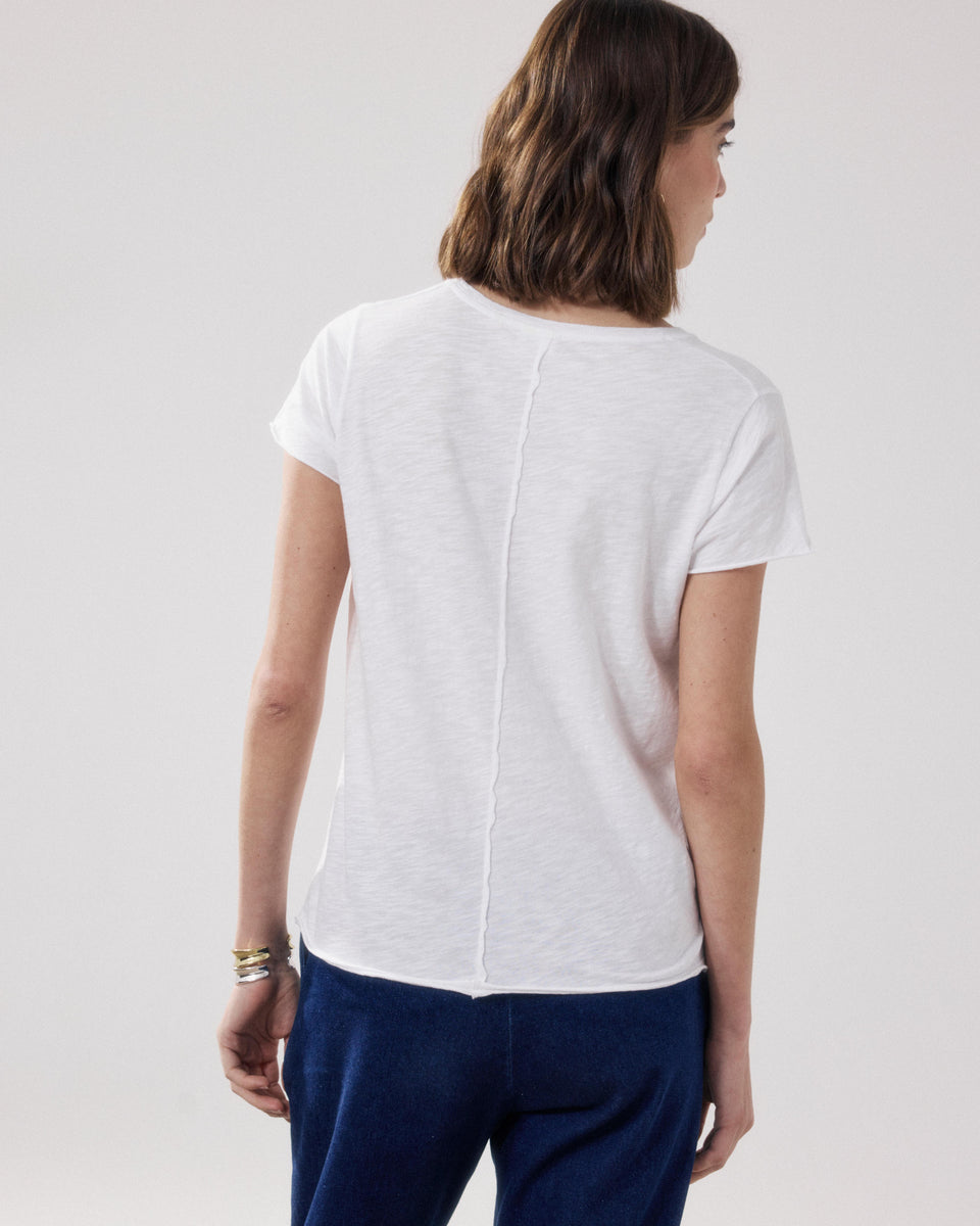 Camiseta de algodón flameado blanco para mujer Tovony - Image 3
