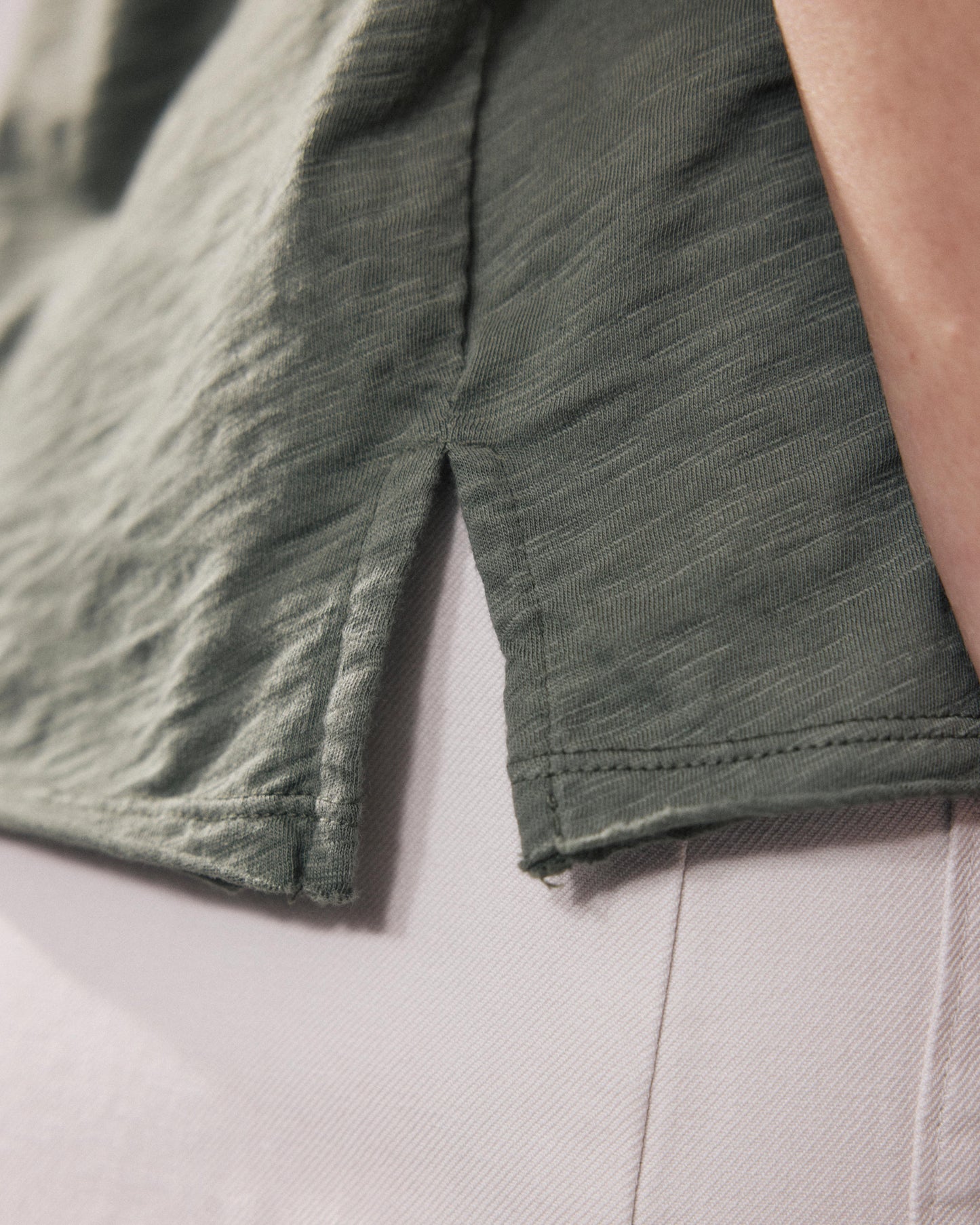 T-Shirt Femme en Coton Slub Vert Tovony