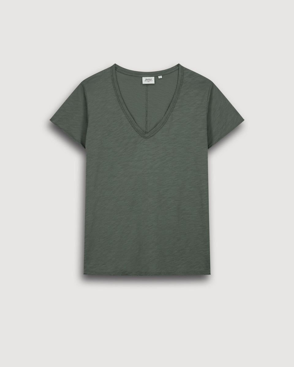 Camiseta de algodón flameado verde para mujer Tovony - Image 3