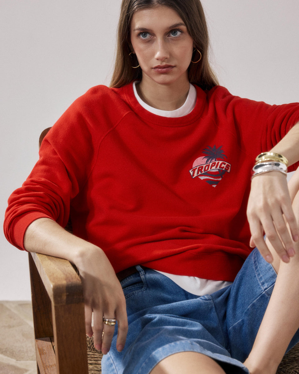 Damen-Sweatshirt aus rotem Molton von Tatropic - Image principale