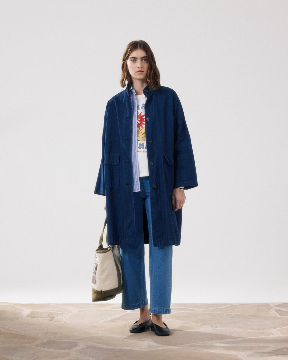 Abrigo Mujer en Gabardina De Algodón Azul Medianoche Valor - Image alternative